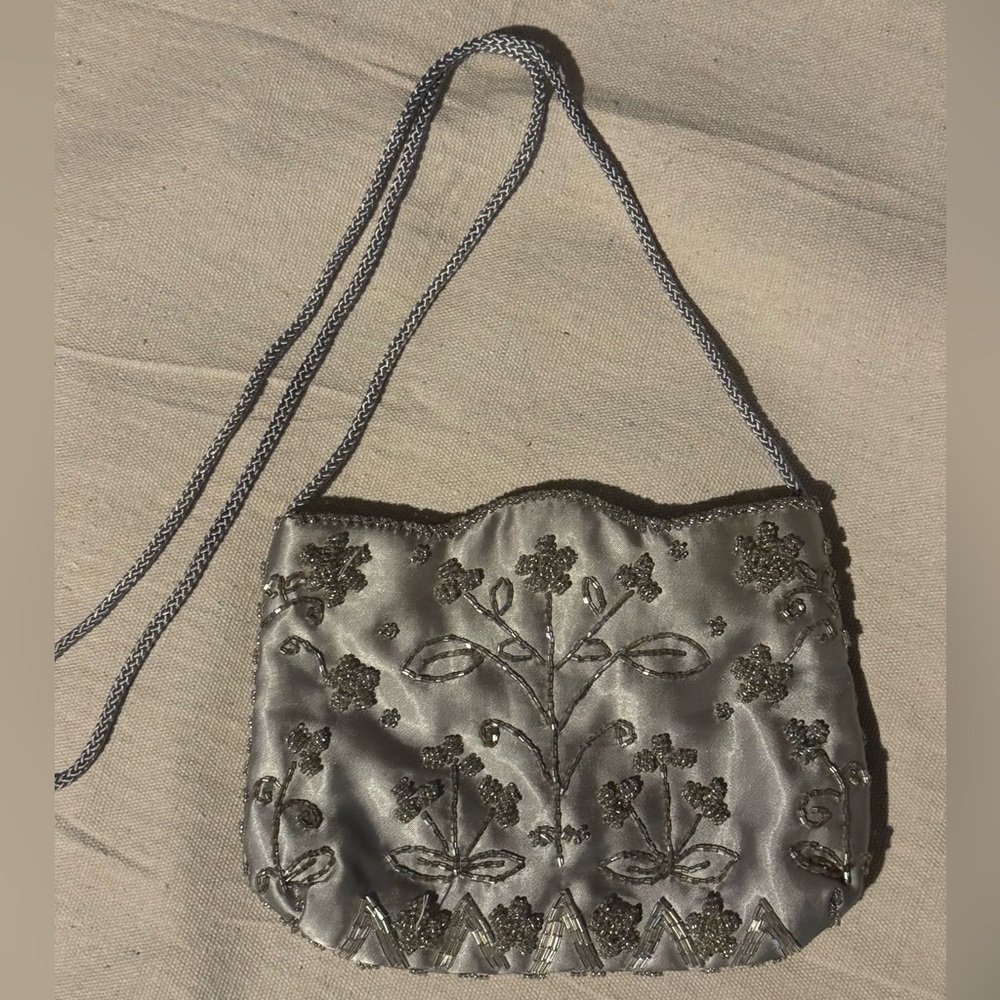 Silver Beaded Handbag/Clutch